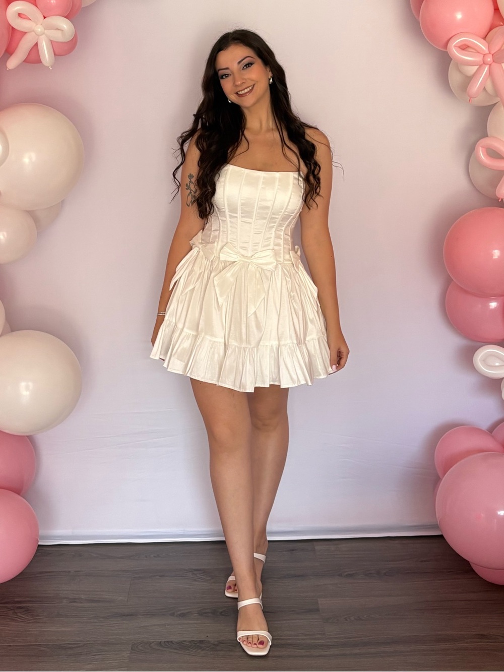 White Strapless Corset Mini Dress